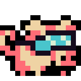 Pigxel the pig as a 16x16 favicon (scaled up 10x).